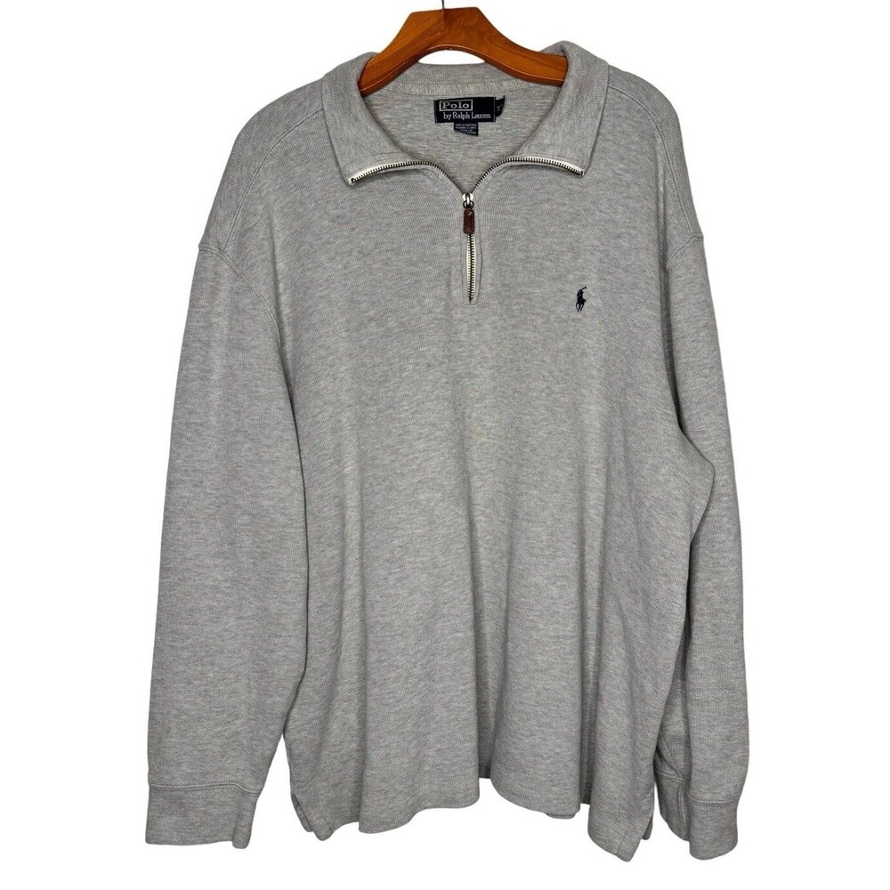 Polo Ralph Lauren Men's 2X 1/4 Zip Pullover Sweater Grey Heather Knit XXL